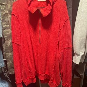 We The Free Vibrant Red Knit Top